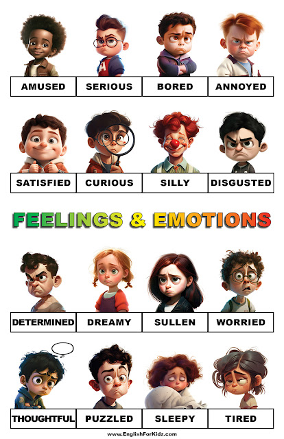 Feelings chart - printable feelings and emotions poster