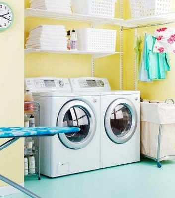 Another yellow laundry room,