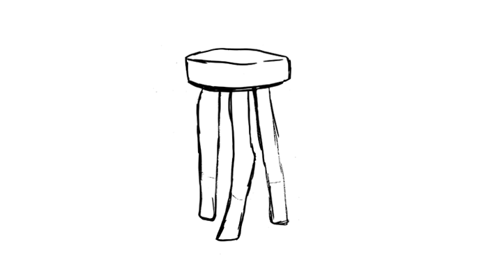 Dipped leg stool