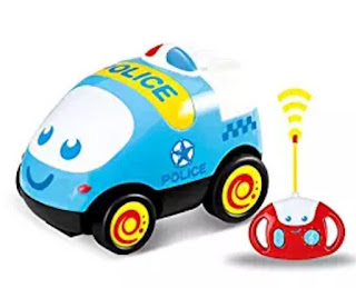  Remote Control Car, RC Cartoon Police Car with Music Electric Radio Controlled Cars for Kids