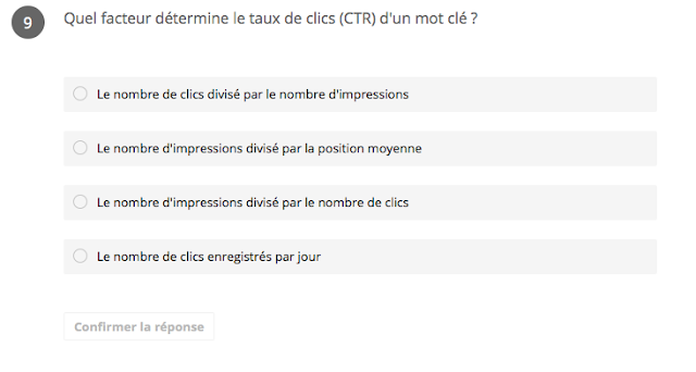 facteur déterminant le taux de clic CTR d'un mot clé - certification google adwords réseau recherche 