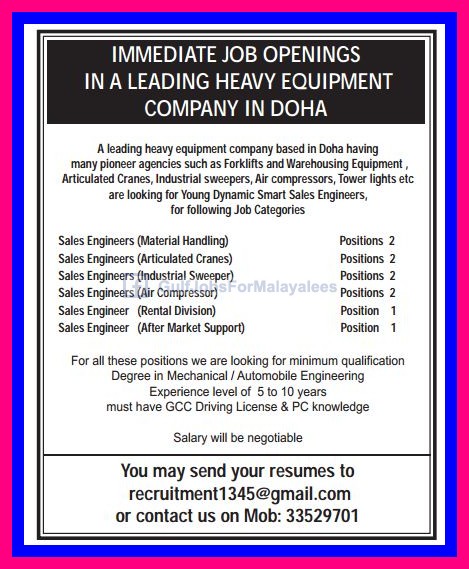 Heavy Equipment company Jobs in Doha