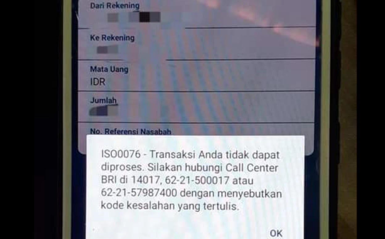 Kode kesalahan Eror BRI ISO0076