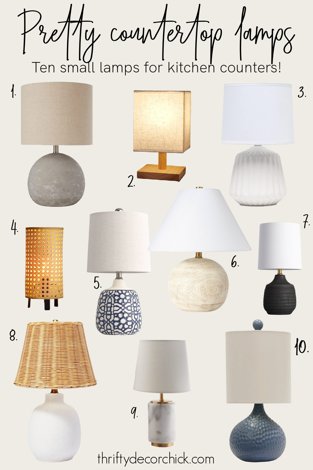 Ten countertop lamp options