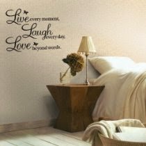 <br />Meco Vinyl Decal Live Every Moment, Laugh Every Day, Love Beyond Words Wall Quote