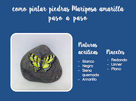 COMO PINTAR PIEDRAS CON MARIPOSA AMARILLA PASO A PASO
