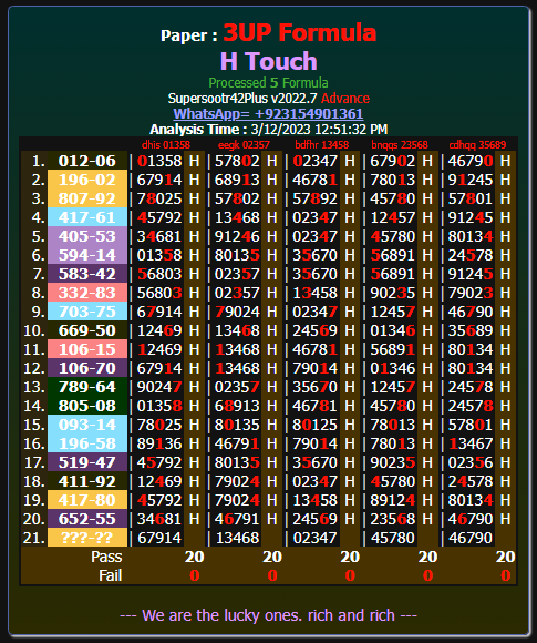 InformationBoxTicket Open H Game Paper 16-3-2023 | Thai Lottery Result Today