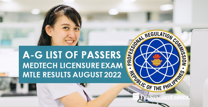 A-G PASSERS: August 2022 Medtech board exam MTLE result