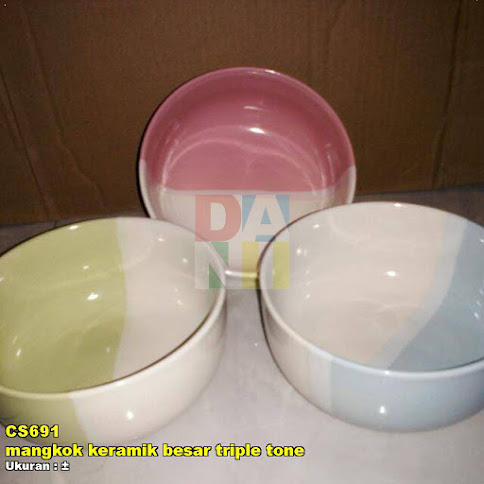  Mangkok  Keramik  Besar Triple Tone Souvenir Pernikahan