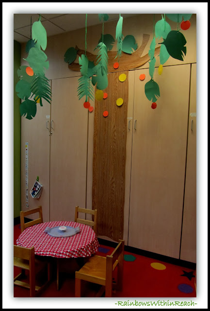 Chicka Chicka Boom Boom Tree in Preschool Classroom via RainbowsWithinReach