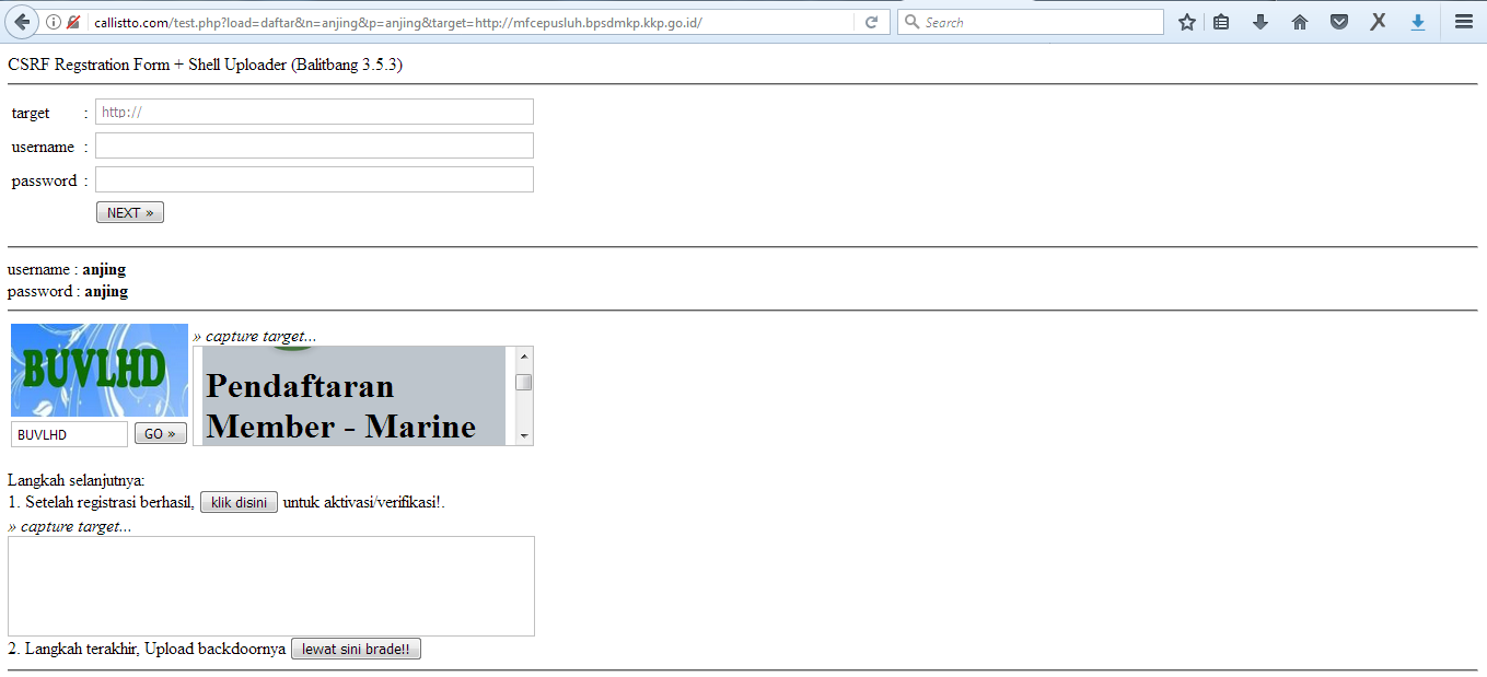 Deface Website CMS Balitbang Dengan CSRF Registration Form