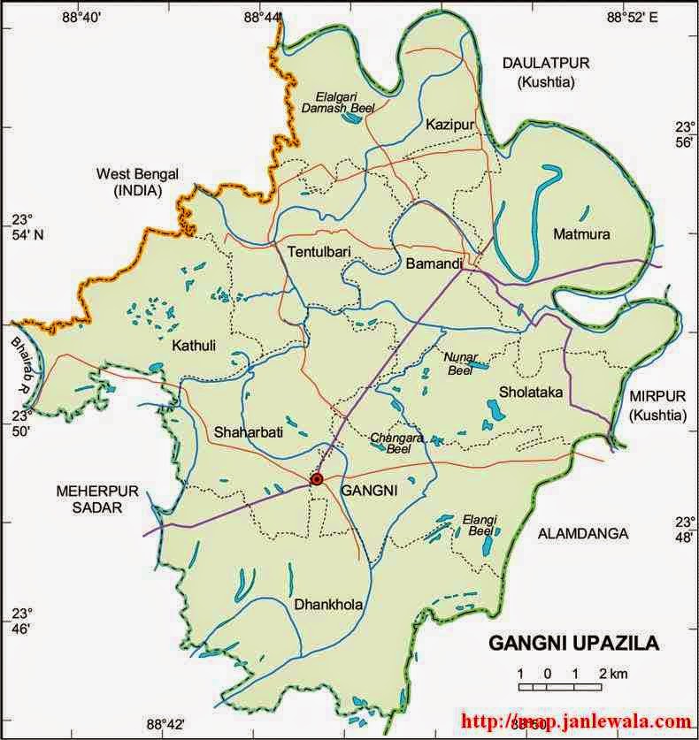 gangni upazila map of bangladesh