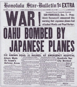 Titulares de periódicos del ataque a Pearl Harbor