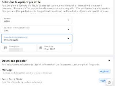 Download informazioni Facebook