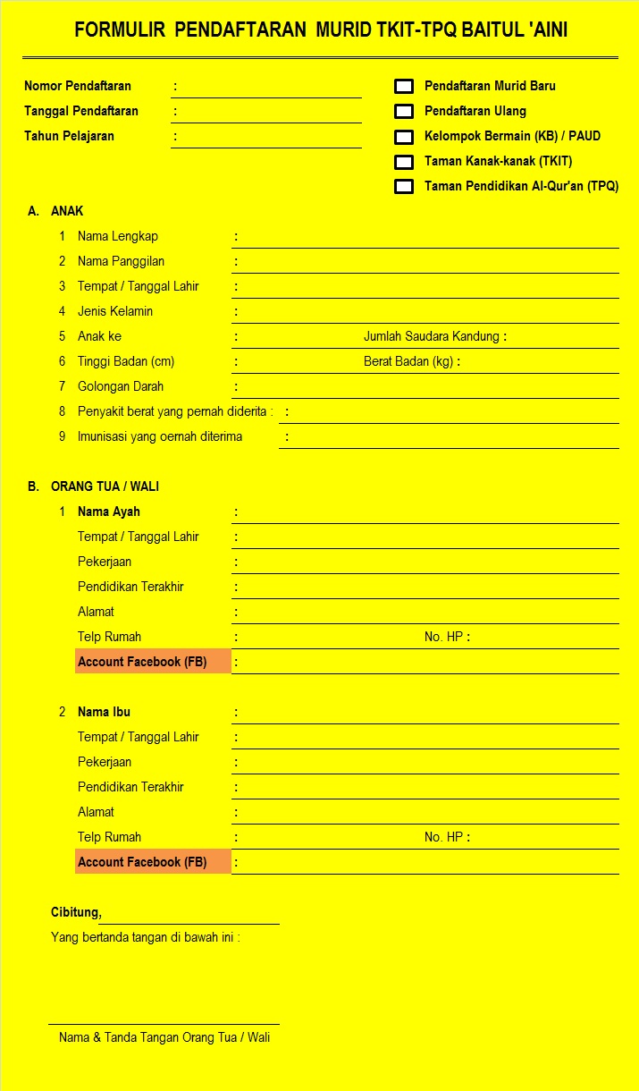 Contoh Formulir Pendaftaran - Contoh 36
