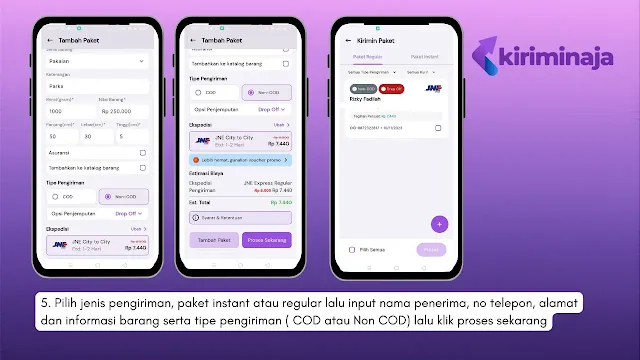 cara  kirim paket di aplikasi KiriminAja
