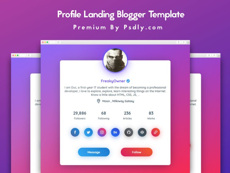 Profile Landing Blogger Template Premium Free