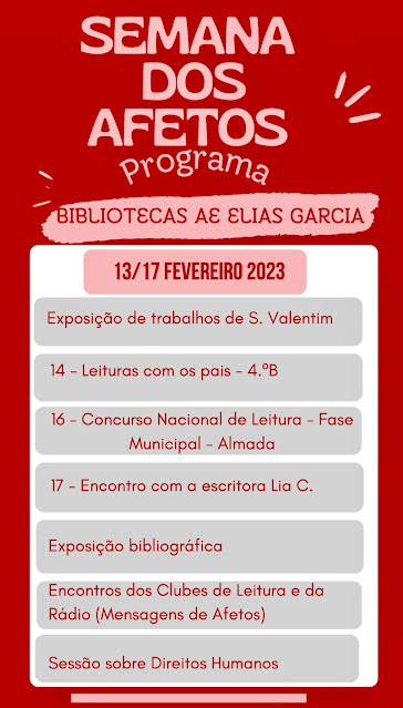 programa num fundo vermelho da semana afetos bibliotecas Elias Garcia