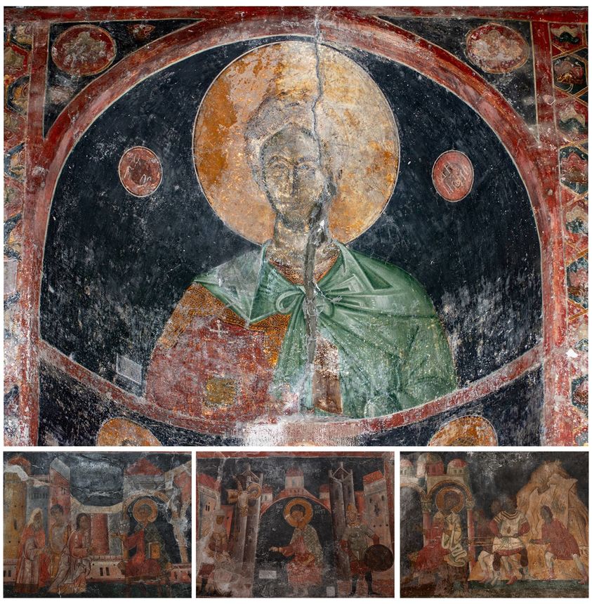 Τοιχογραφίες με απεικόνιση του Αγίου Δημητρίου και σκηνών του βίου και του μαρτυρίου του