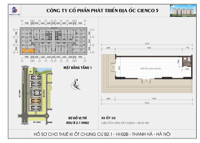 Mặt Bằng kiot 02 chung cư b2.1 hh02b thanh hà mường thanh cienco 5 land