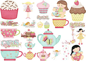 Tea and Cupcakes Clipart.