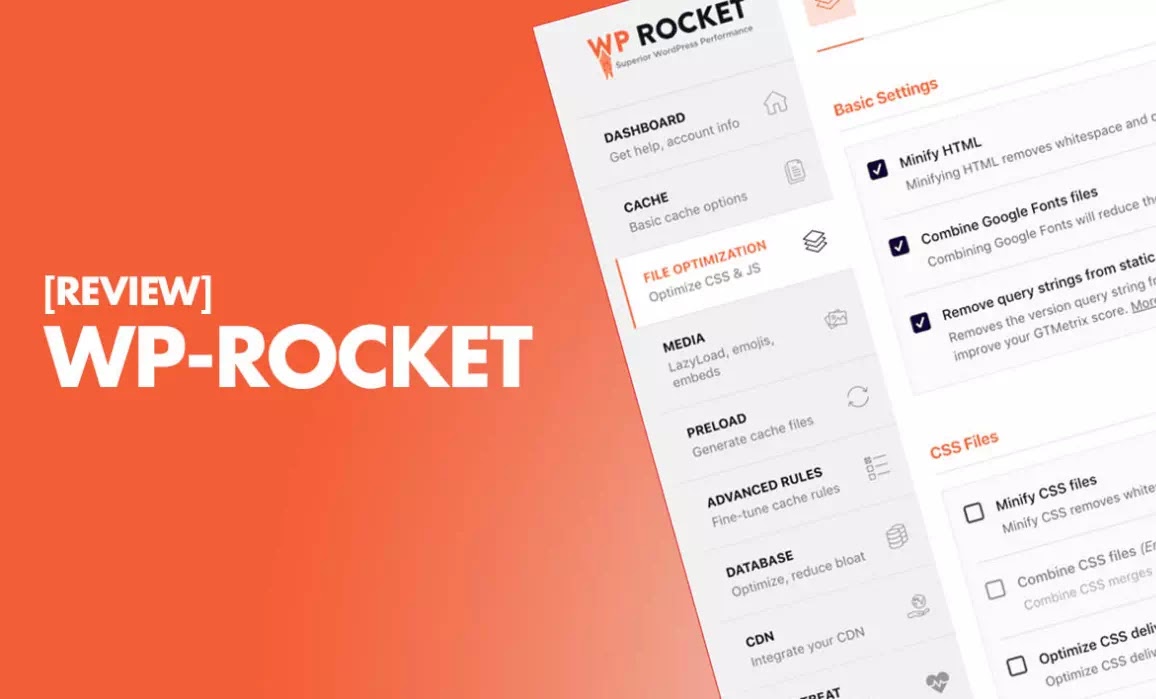 menu wp rocket premium