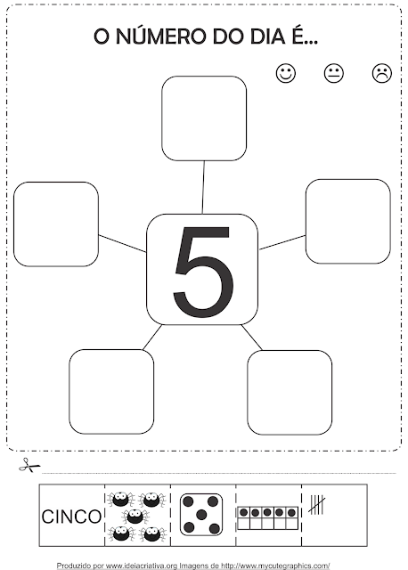 Atividades com os numerais de 1 a 5 Corte e Recorte Educativo