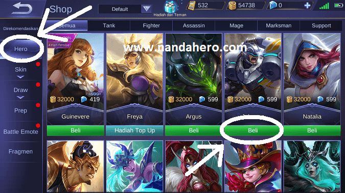 cara beli hero mobile legends yang bagus