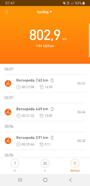 Bersepeda menggunakan Xiaomi Amazfit Bip