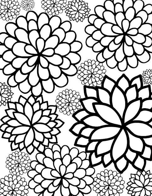 Free Printable Bursting Blossoms Flower Coloring Page Coloring Pages For  Adults Abstract Flowers Butterfly And Flower Coloring Pages For Adults