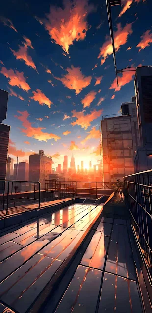 Anime City Sunset Wallpaper, Hd Wallpapers, Phone Backgrounds, iPhone Wallpapers