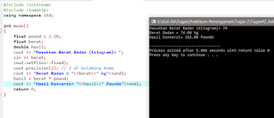 Konversi Kilogram ke Pounds C++