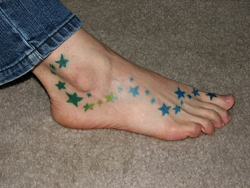 Star Tattoos On Foot For Girls