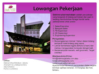Lowongan Kerja Hotel Oak Tree Urban Mahakam Jakarta