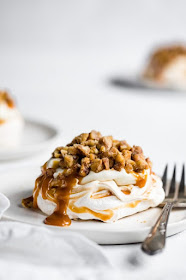 Salted Caramel Cheesecake Mini Pavlovas - Shavuot desserts | Land of Honey