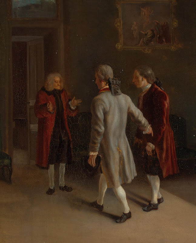 Voltaire Welcoming his Guests by Jean Huber - Genre Painting from Hermitage Museum