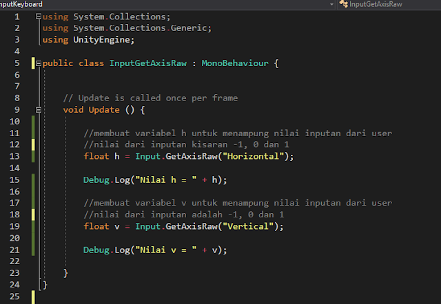 Perbedaan Input GetAxis dan Input GetAxisRaw