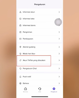 cari menu Akun TikTok yang ditautkan