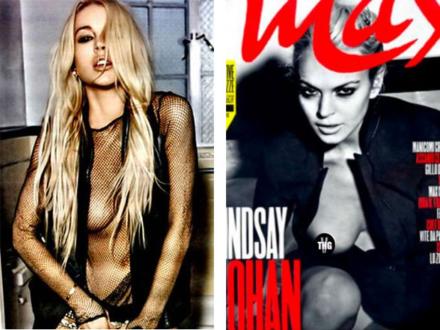 Lindsay Lohan muestra su Seno en Portada de Revista