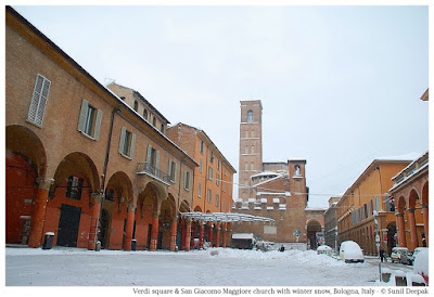 Verdi square and San Giacomo church, Bologna - Photo by Sunil Deepak