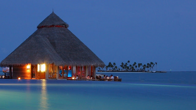 Maldives island underwater restaurant