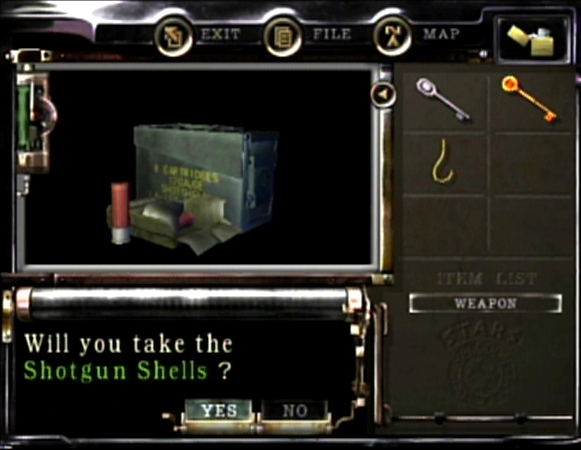 Resident Evil GameCube Inventory Screen Shotgun Shells