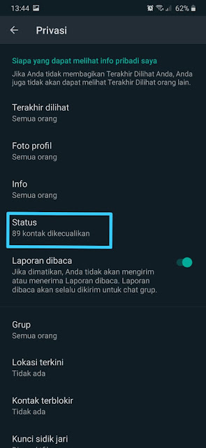 Cara Menyembunyikan Status Whatsapp 7