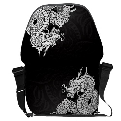 White Chinese Dragon Messenger Bag