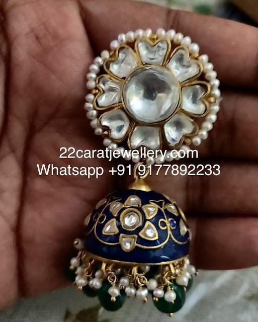 925 Silver Kundan Large Jhumkas