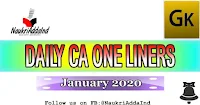 One liner current affairs 7 Jan 2020