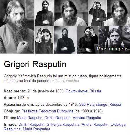  Grigori Rasputin (1869 - 1916) : o mundo vai acabar em 23 de agosto de 2013