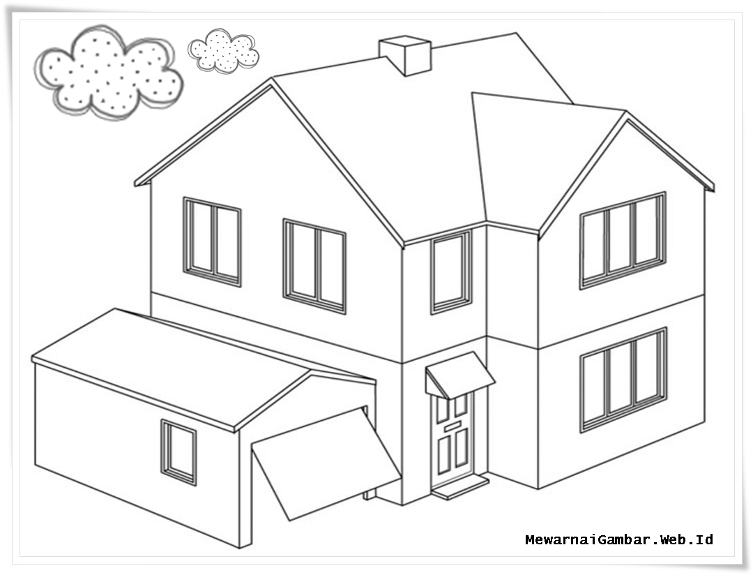 Gambar Mewarnai Rumah Tingkat  Gambar mewarnai