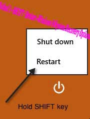 Method 1 – SHIFT + Restart --Windows 8 System Recovery Options