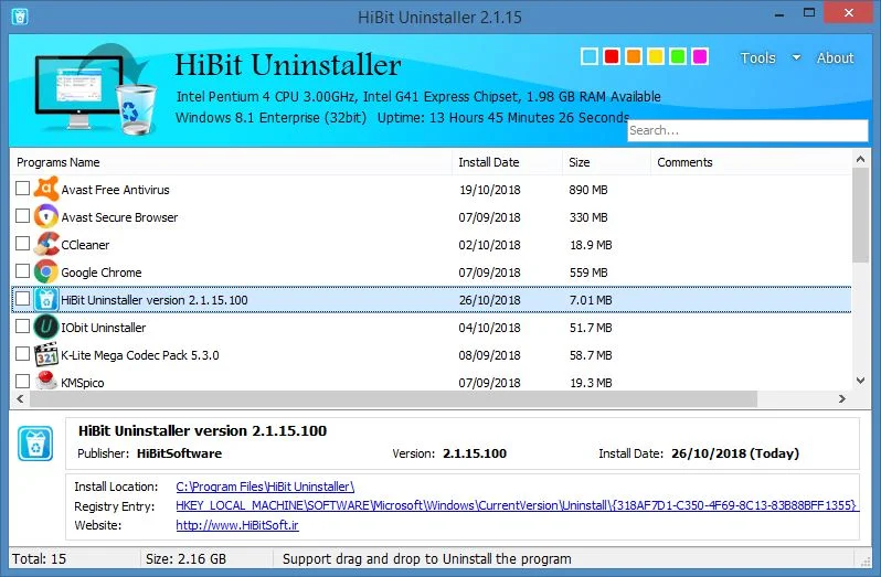 أفضل, برنامج, لحذف, وإزالة, البرامج, والتطبيقات, وإلغاء, تثبيتها, HiBit ,Uninstaller